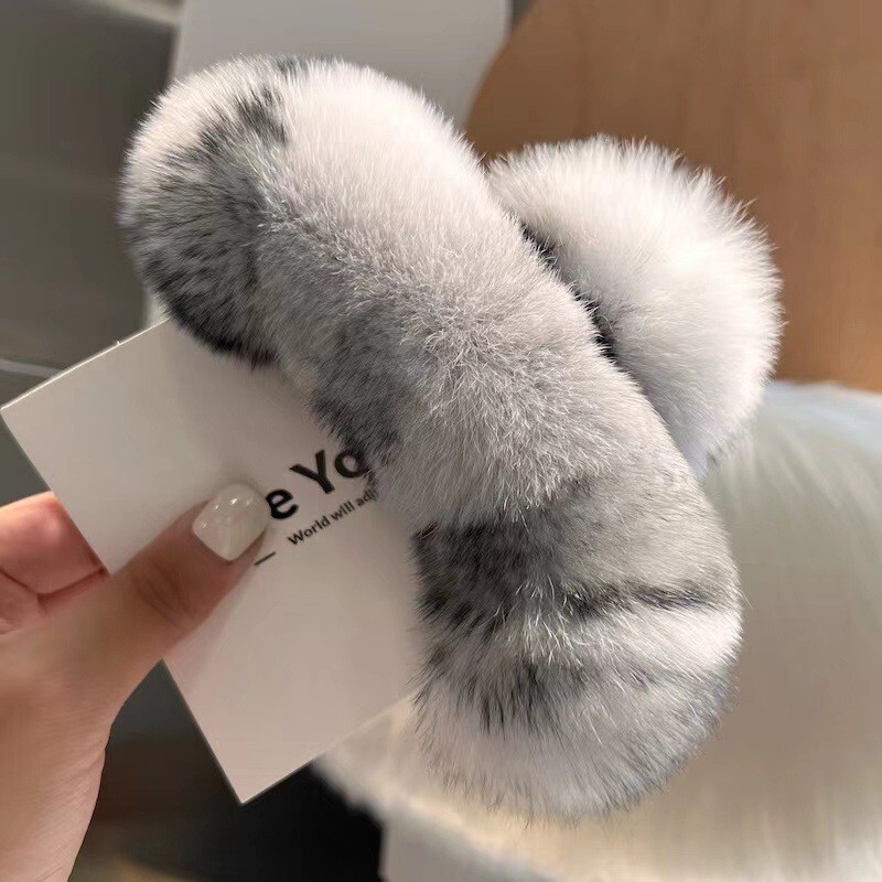 Men Accessories Silver - Real Rex rabbit hair large hairpin