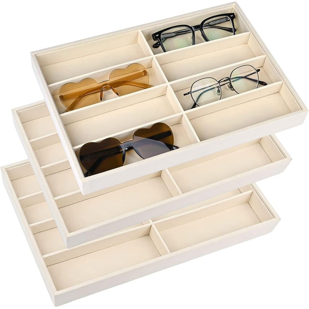 Men'S Accessories Organizer Tray - Beige Grey Sunglass Organizer Stackable Velvet