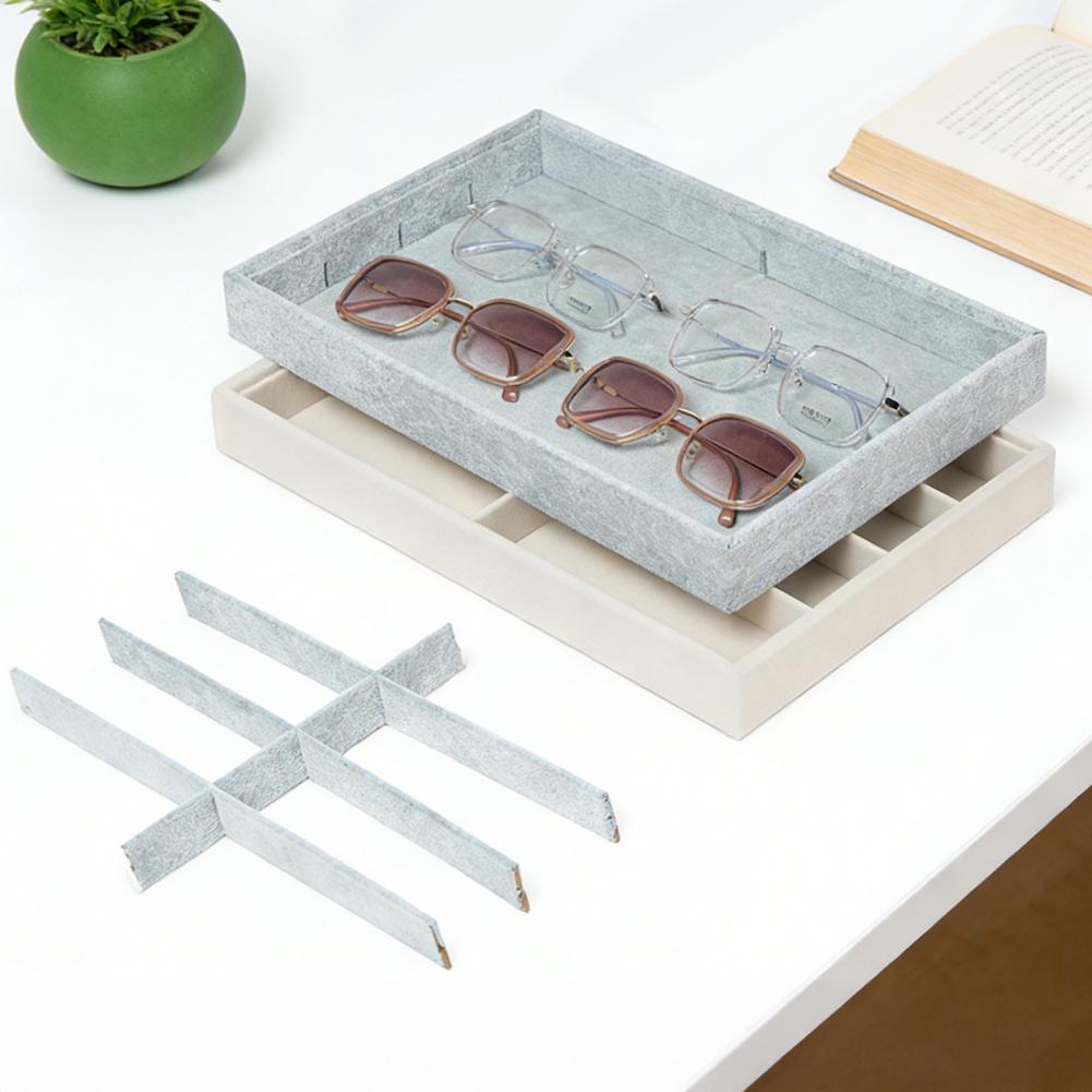 Men'S Accessories Organizer Tray - 8 Grid Velvet Glasses Holder Storage