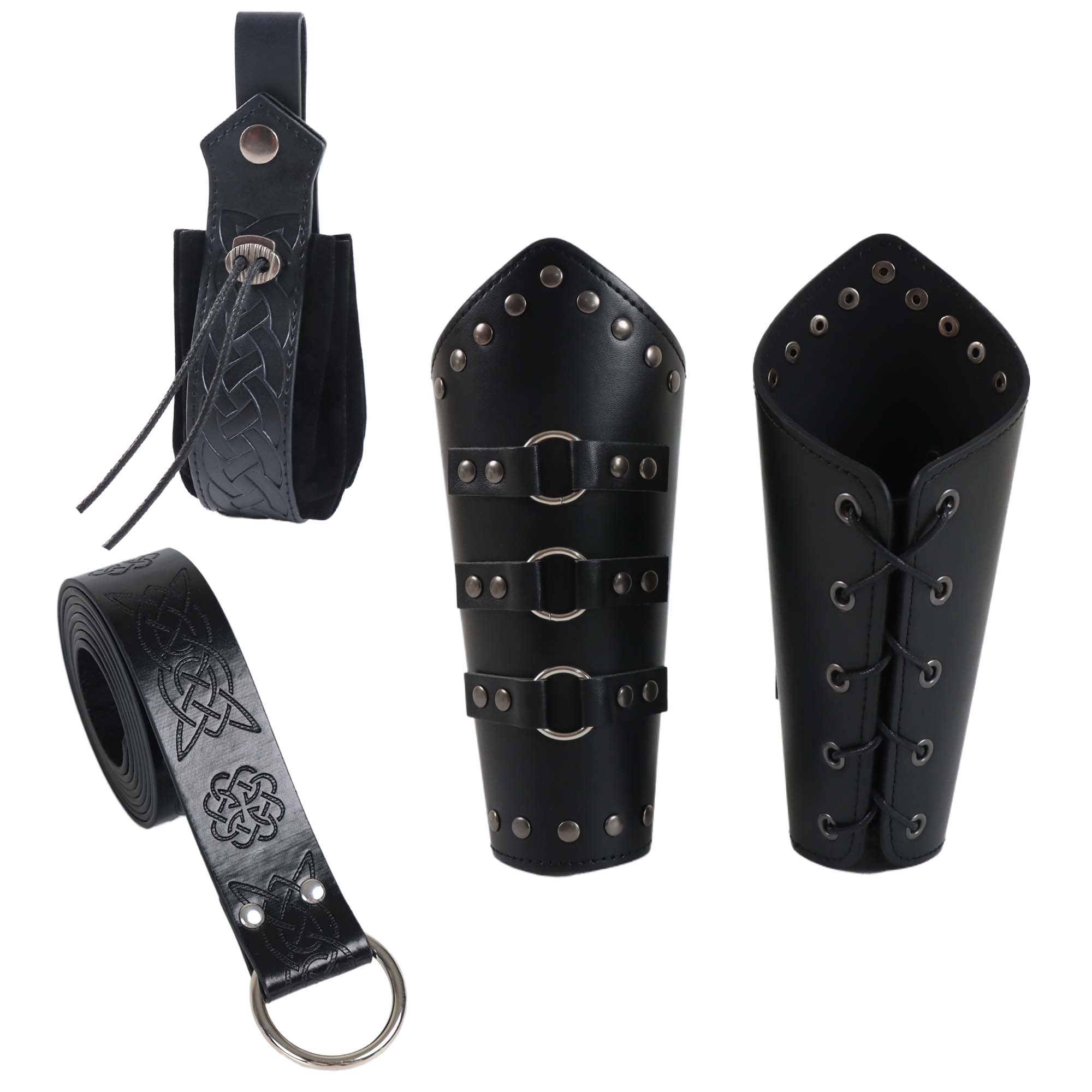 Men Arm Armor PU Leather Medie - Men'S Viking Accessories 评论和价格