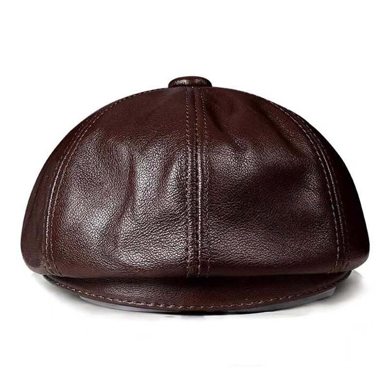 Spring New Genuine Leather Hat - Men Accessories Brand 评论和价格