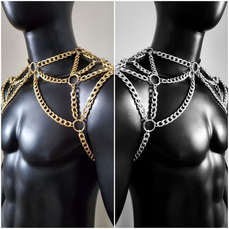 Punk Men Shoulder Body Chain B - Men Accessories Silver 评论和价格
