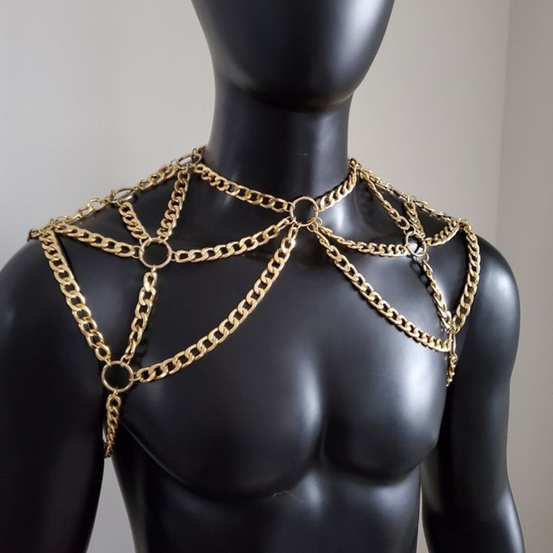 Punk Men Shoulder Body Chain B - Men Accessories Silver 评论和价格