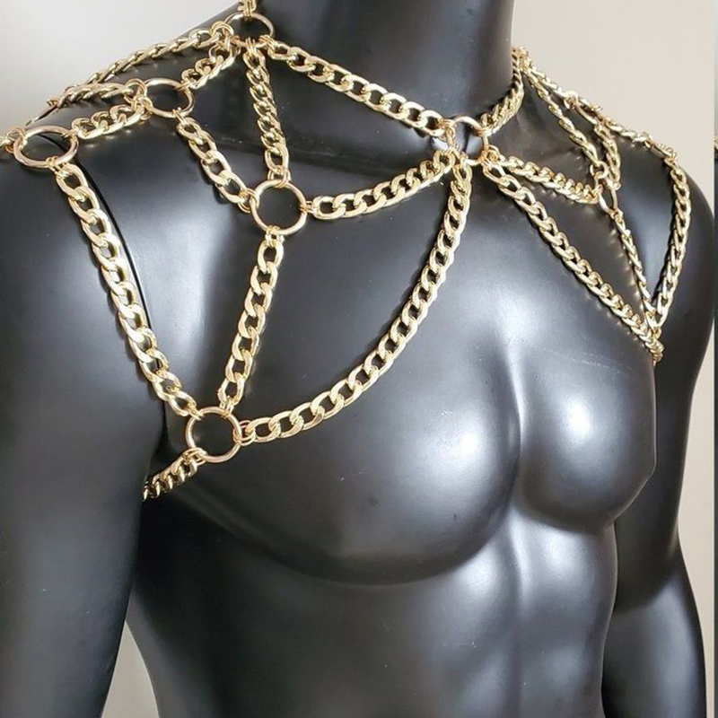 Punk Men Shoulder Body Chain B - Men Accessories Silver 评论和价格