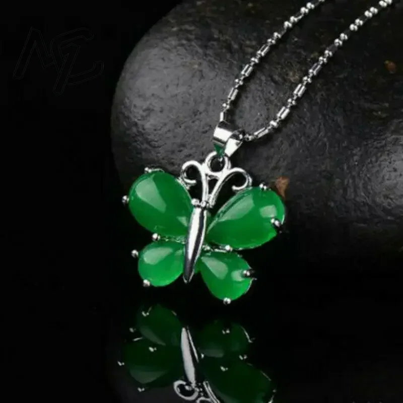 S925 Silver Green Jade Butterf - Men Accessories Silver 评论和价格