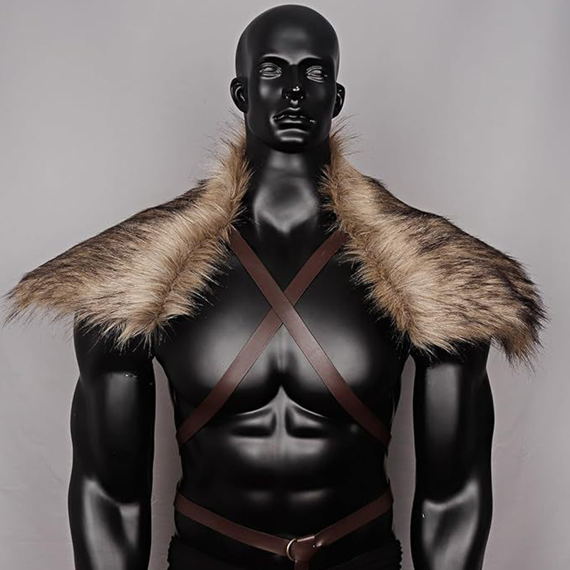 Man Medieval Faux Fur Cape Sho - Men'S Viking Accessories 评论和价格
