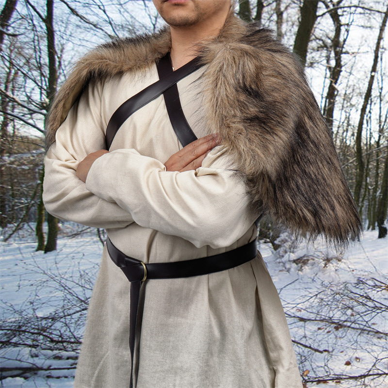 Man Medieval Faux Fur Cape Sho - Men'S Viking Accessories 评论和价格