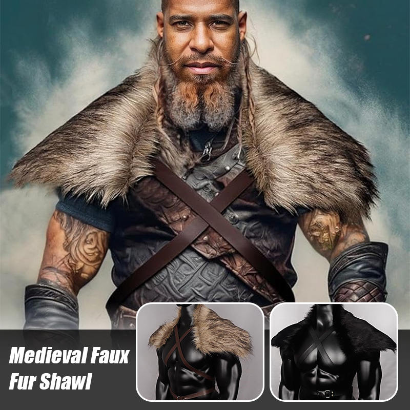 Man Medieval Faux Fur Cape Sho - Men'S Viking Accessories 评论和价格