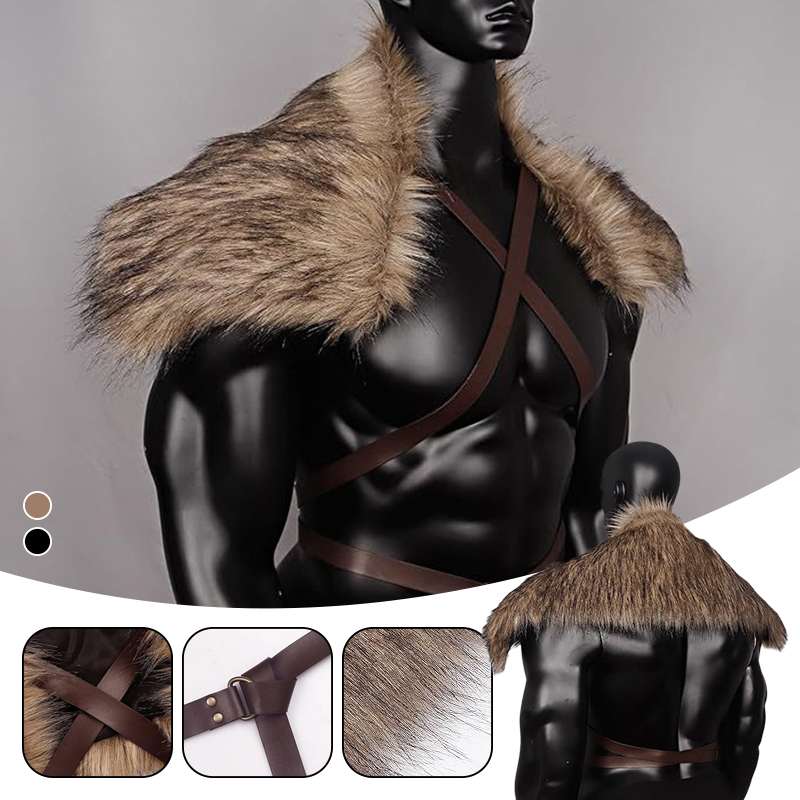 Man Medieval Faux Fur Cape Sho - Men'S Viking Accessories 评论和价格